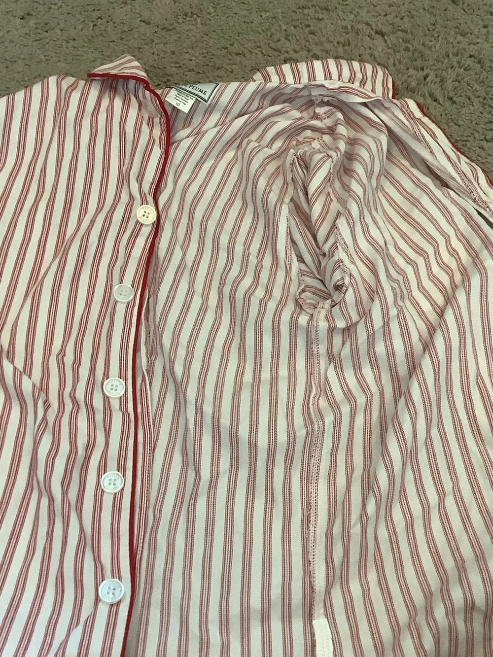 Petite Plume Kids Twill Pajama Set in Antique Red Ticking
